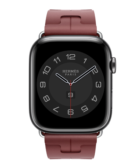 Apple Watch Hermès 45mm Space Black Stainless Steel Case with Rouge H Kilim Single Tour