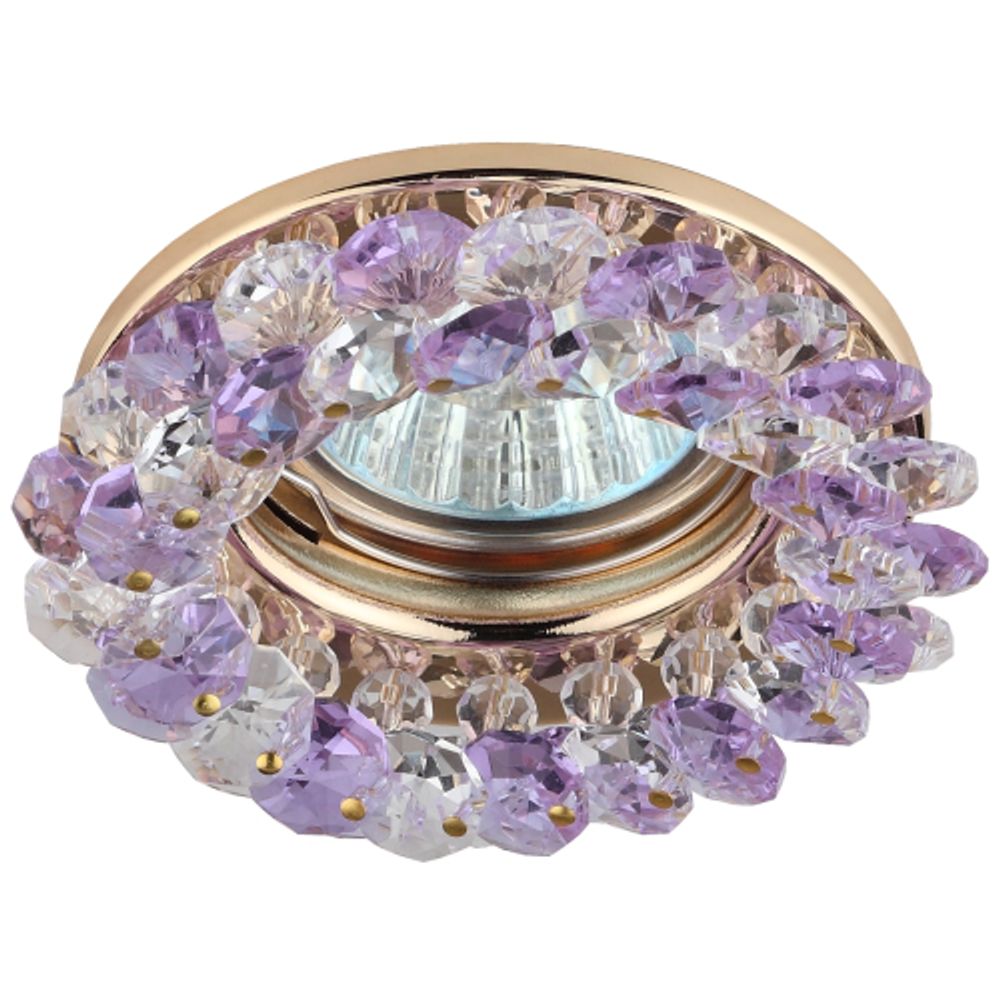 Светильник встраиваемый декоративный ЭРА DK16 GD/WH/PU под лампу MR16 GU5.3 декор с хрусталиками фиолетовый/золото | Декоративные встраиваемые светильники