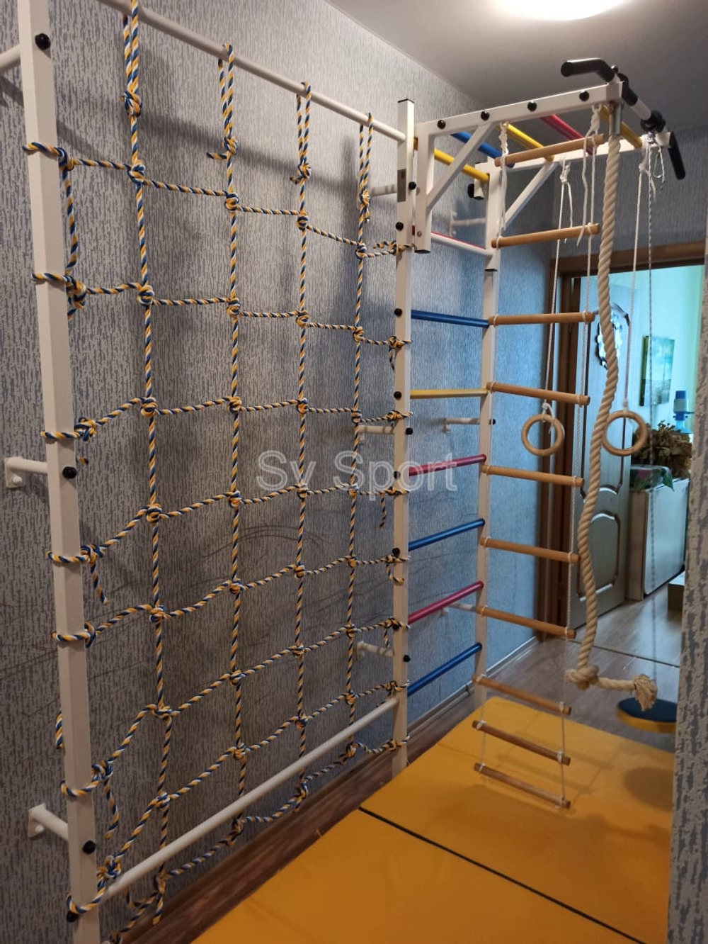 Монтаж шведской стенки Sv Sport с канатным лазом в пеноблочные, газоблочные стены