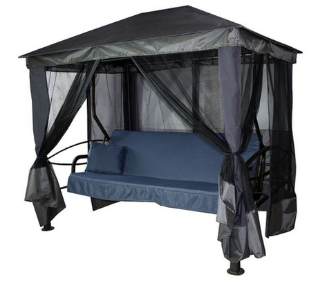 Качели-шатер 4-х местные Мебель Сад Монреаль Премиум Делюкс (каркас графит, м/э синий рис.нет)2уп