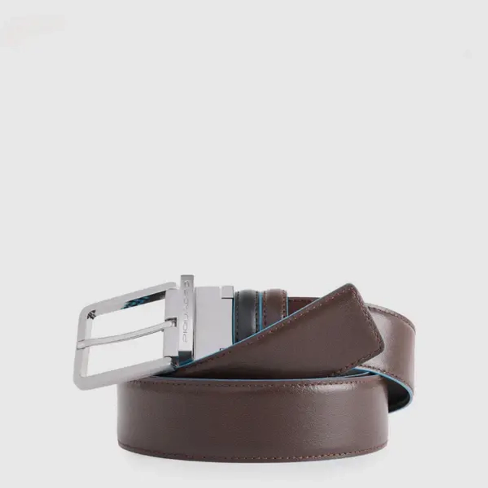 Ремень двусторонний кожаный Piquadro Blue Square/Black-mahogany
