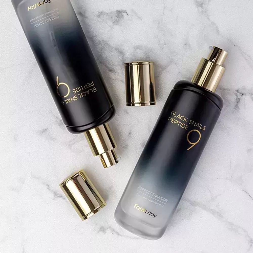 Эмульсия с муцином черной улитки и пептидами FarmStay Black Snail & Peptide9 Perfect Emulsion