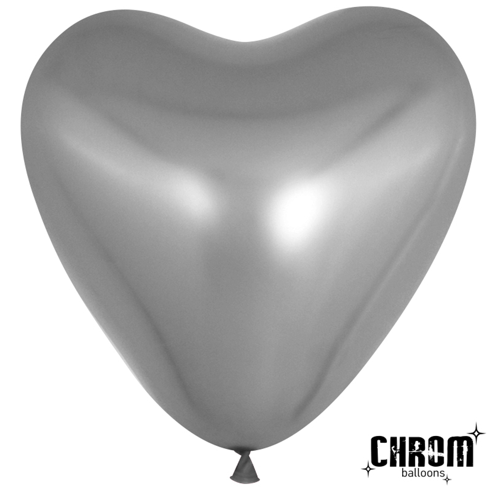 Сердце (10''/25 см) Серебро, хром