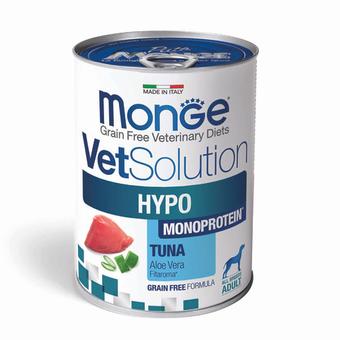 Влажный корм диетический Monge VetSolution Dog Hypo Monoprotein TUNA Гипо монопротеин с тунцом для собак для снижения реакции пищевой непереносимости 400 г