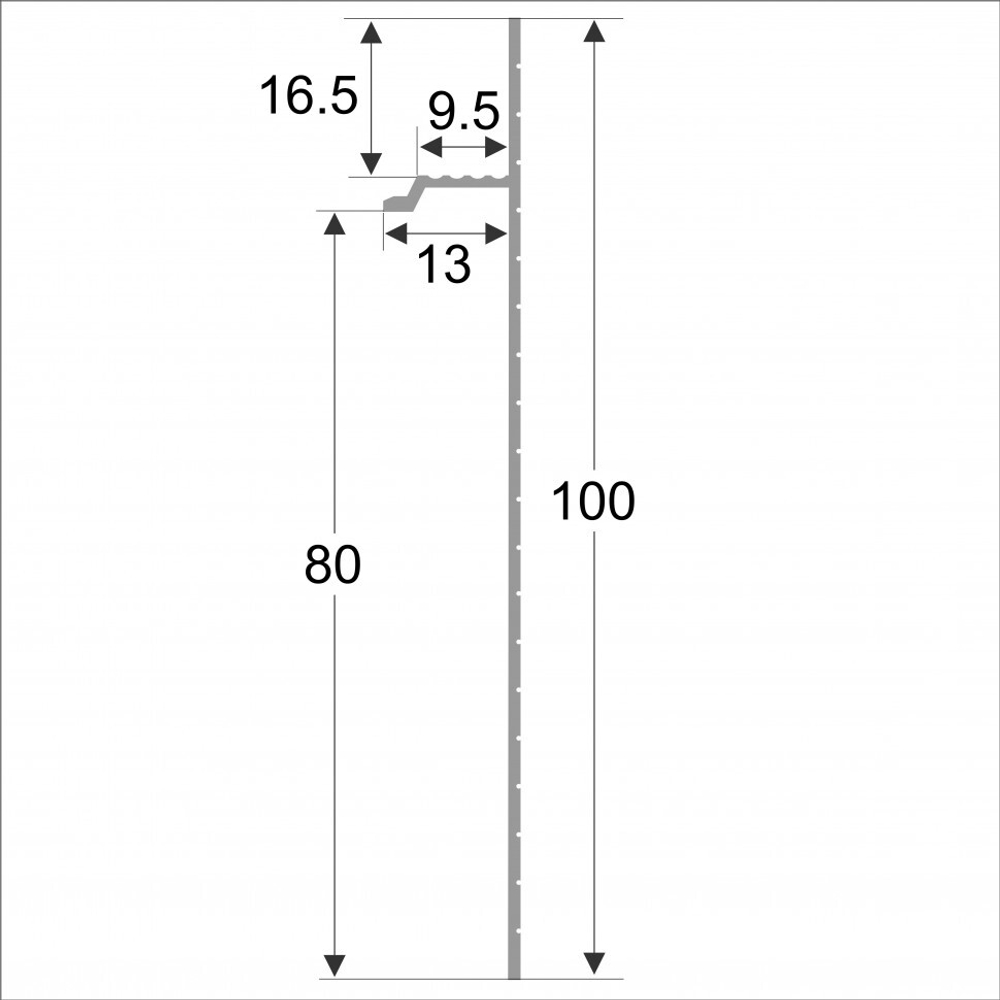 Алюминиевый теневой плинтус 80мм ПО-192 без покрытия 2700 мм