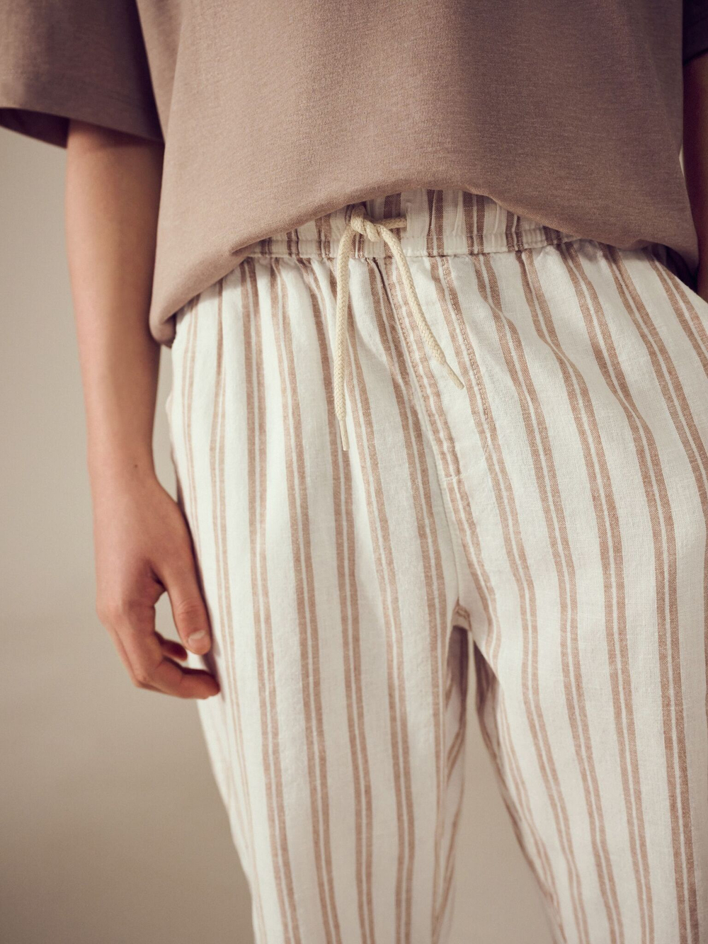 Брюки льняные для мальчика Next E42-435, Бежевый