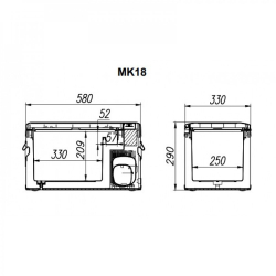 Холодильник автомобильный Alpicool MK18 (18L) двухкамерный 12/24/110/220V