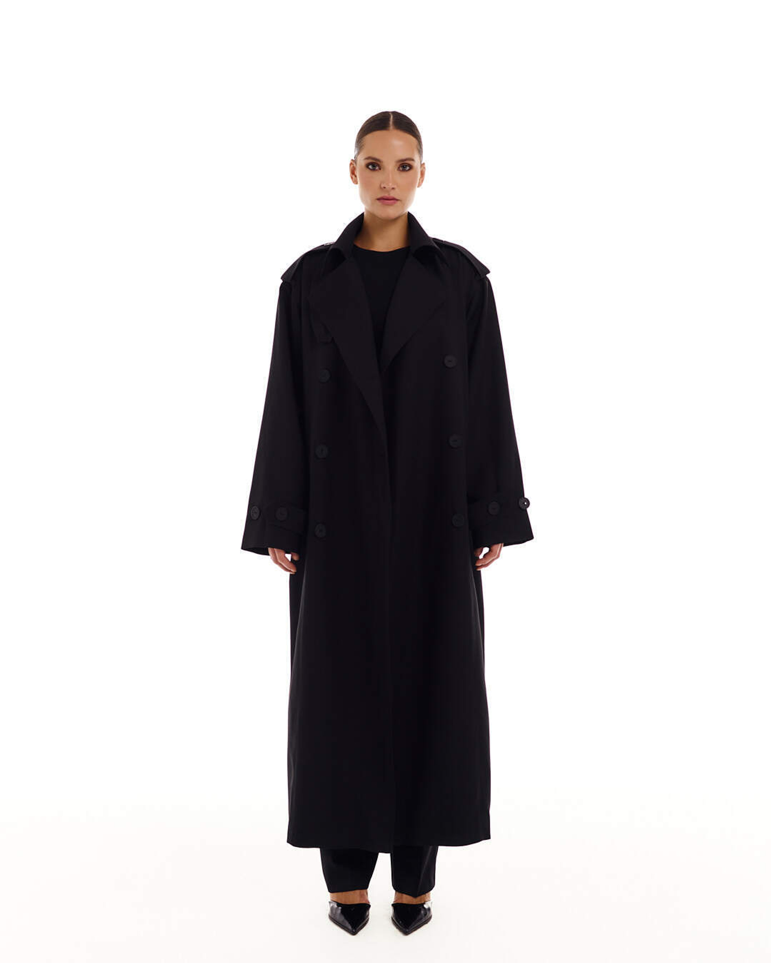 Тренч Эталон (Étalon) черный ОВЕРСАЙЗ