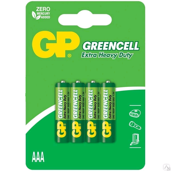Батарейка GP GreenCell R03 AAA BL4 Heavy Duty 1.5V