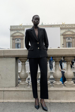 ZARA БРЮКИ ПРЯМОГО КРОЯ СО СТРЕЛКАМИ, ЧЕРНЫЙ