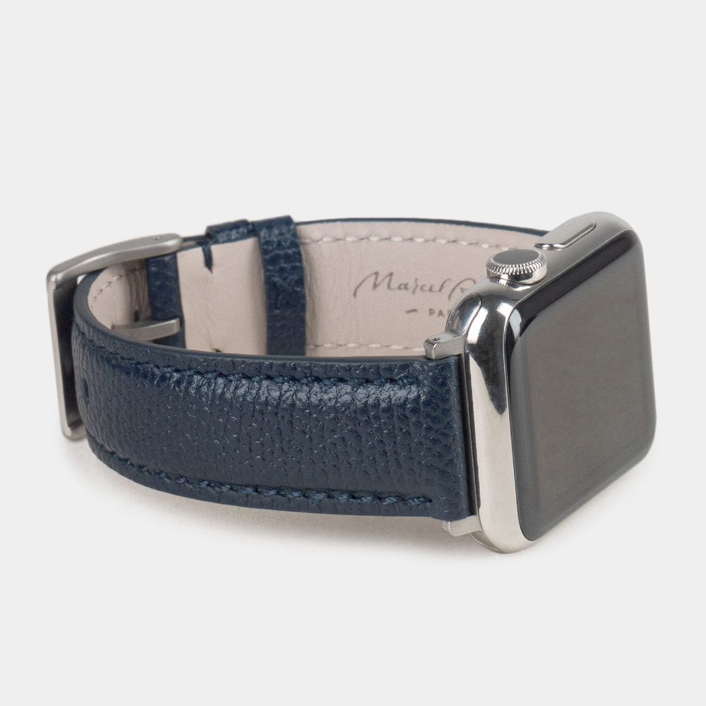 Ремешок для Apple Watch 44/45/46 mm из кожи сафьяно, синего цвета