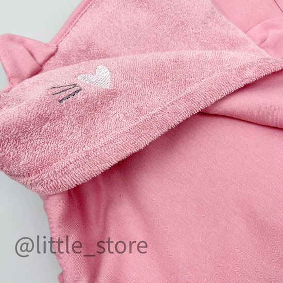 Полотенце хлопковое "Кошечки и цветочки" розовый зефир