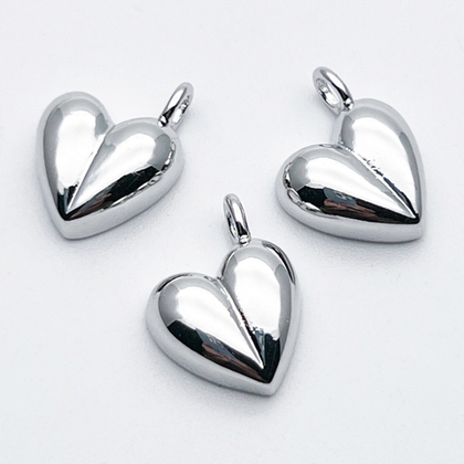 Подвеска Сердце, цвет серебро (родий), размер 14*10 мм, цена за 1 шт