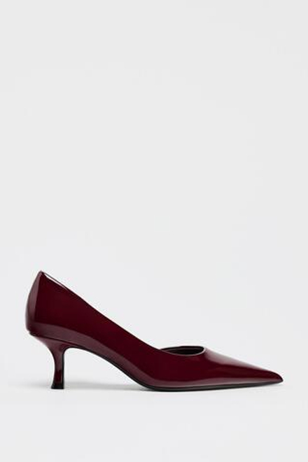 ZARA АТЛАСНЫЕ ТУФЛИ НА ВЫСОКОМ КАБЛУКЕ, БОРДОВО-КРАСНЫЙ
