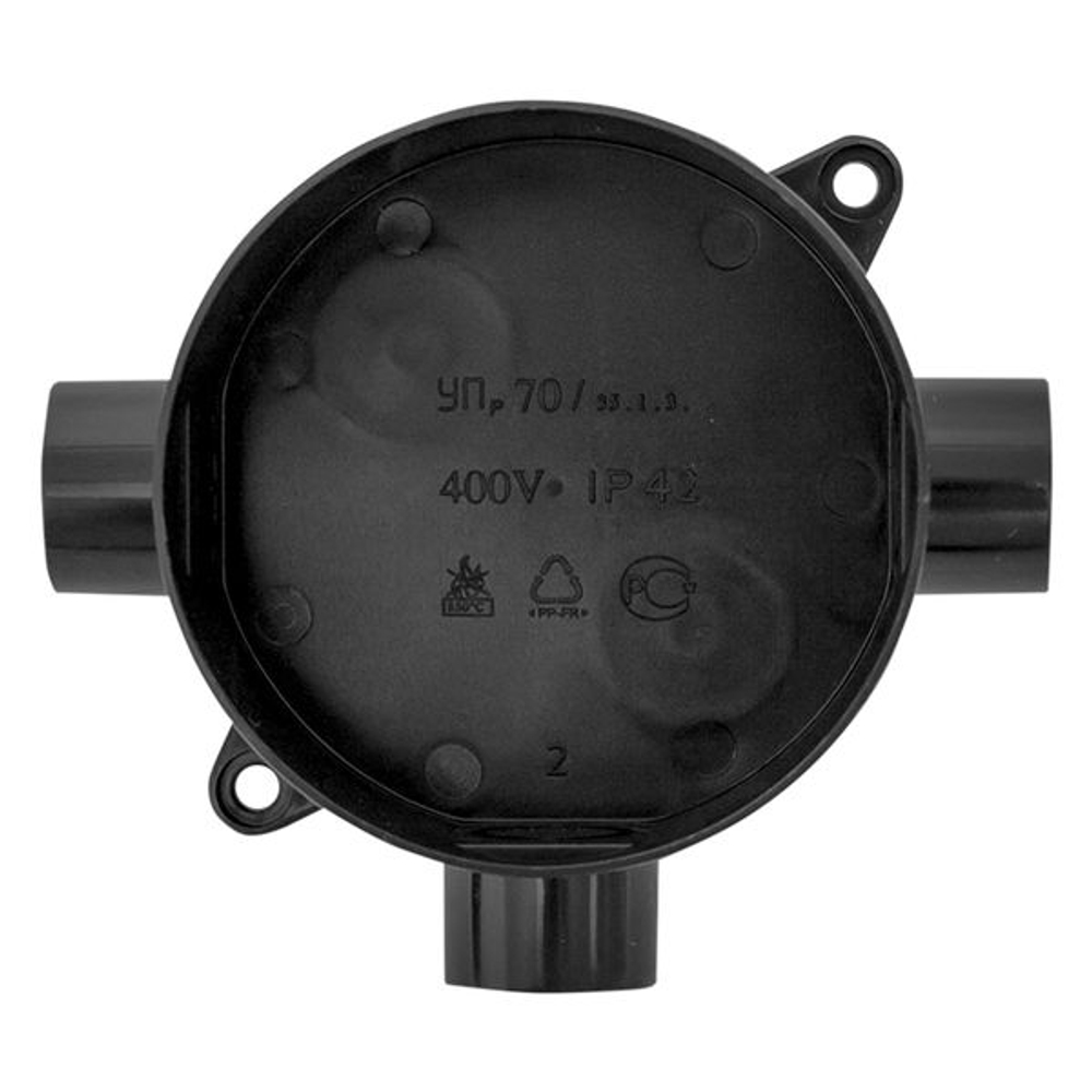 Коробка распределительная КМР-040-040б трехрожковая черная (70x35) EKF PROxima (150.00 шт.)