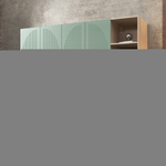 Шкаф Агератум МДФ четырехсекционный с стеллажом Лайн шалфей (0,27) А10024 матовая - Дуб Сонома 3025  260*50*220