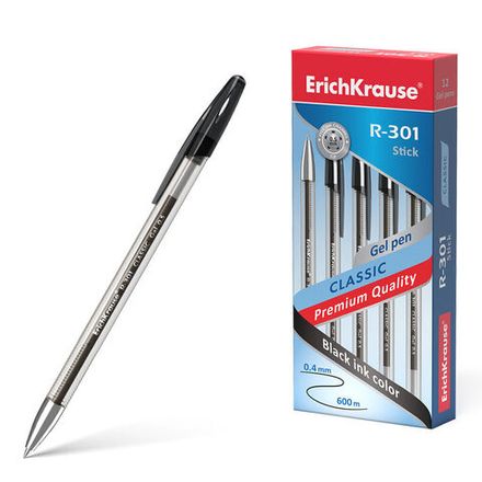 Ручка гелевая Erich Krause R-301 Classic Gel Stick, черная, 0.5мм, 1шт.