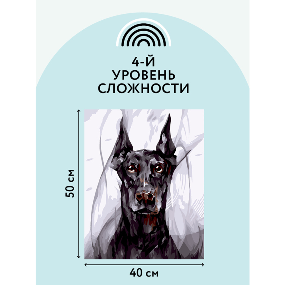 Картина по номерам на холсте "Доберман", 40*50, с акриловыми красками и кистями, ТРИ СОВЫ
