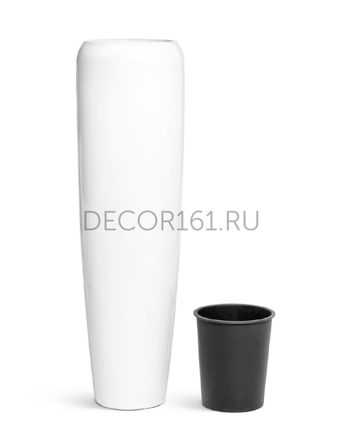 Кашпо TREEZ Effectory Gloss Высокий конус Design Белый глянцевый лак в-117 см, д-34 см 1/1 41.3320-05-036-WH-117