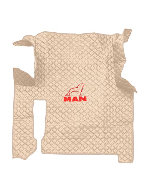 Ковры MAN TGX (автомат, механика) (экокожа, бежевый, бежевый кант, красная вышивка)