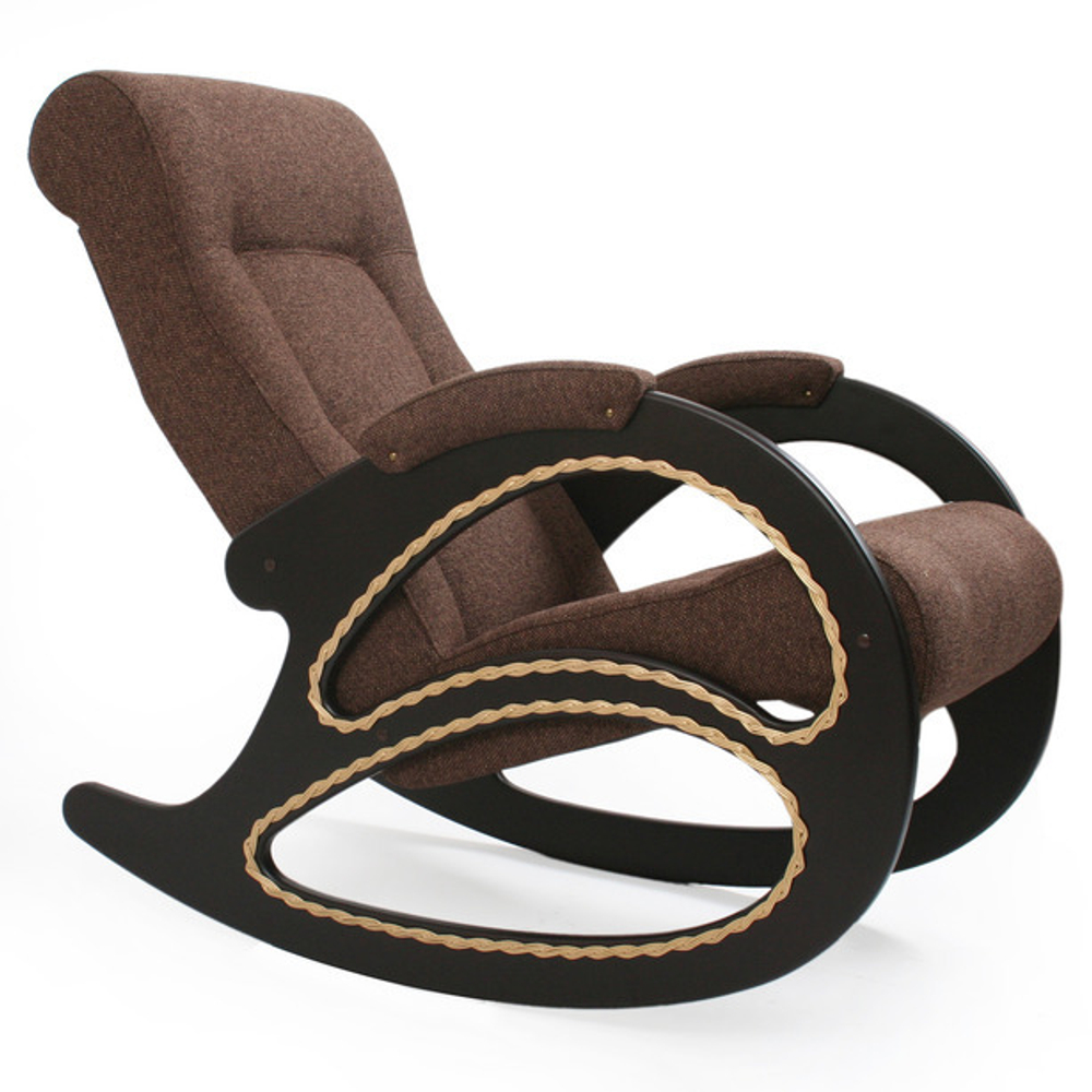 Кресло-качалка №4 ткань - Мальта-15 (темно-коричневый), каркас - Венге
