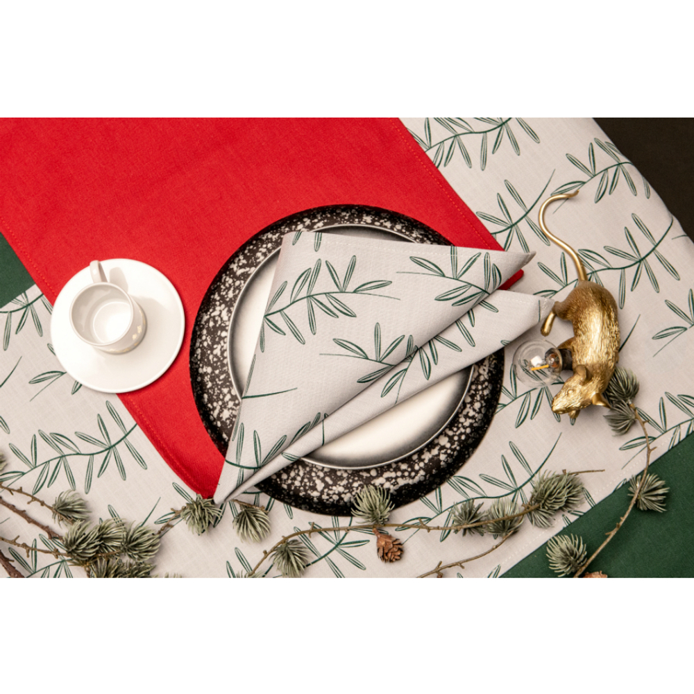 Дорожка на стол из хлопка красного цвета Russian North, 45х150 см