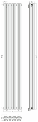 Сунержа Эстет-00 1800х315 7 секций