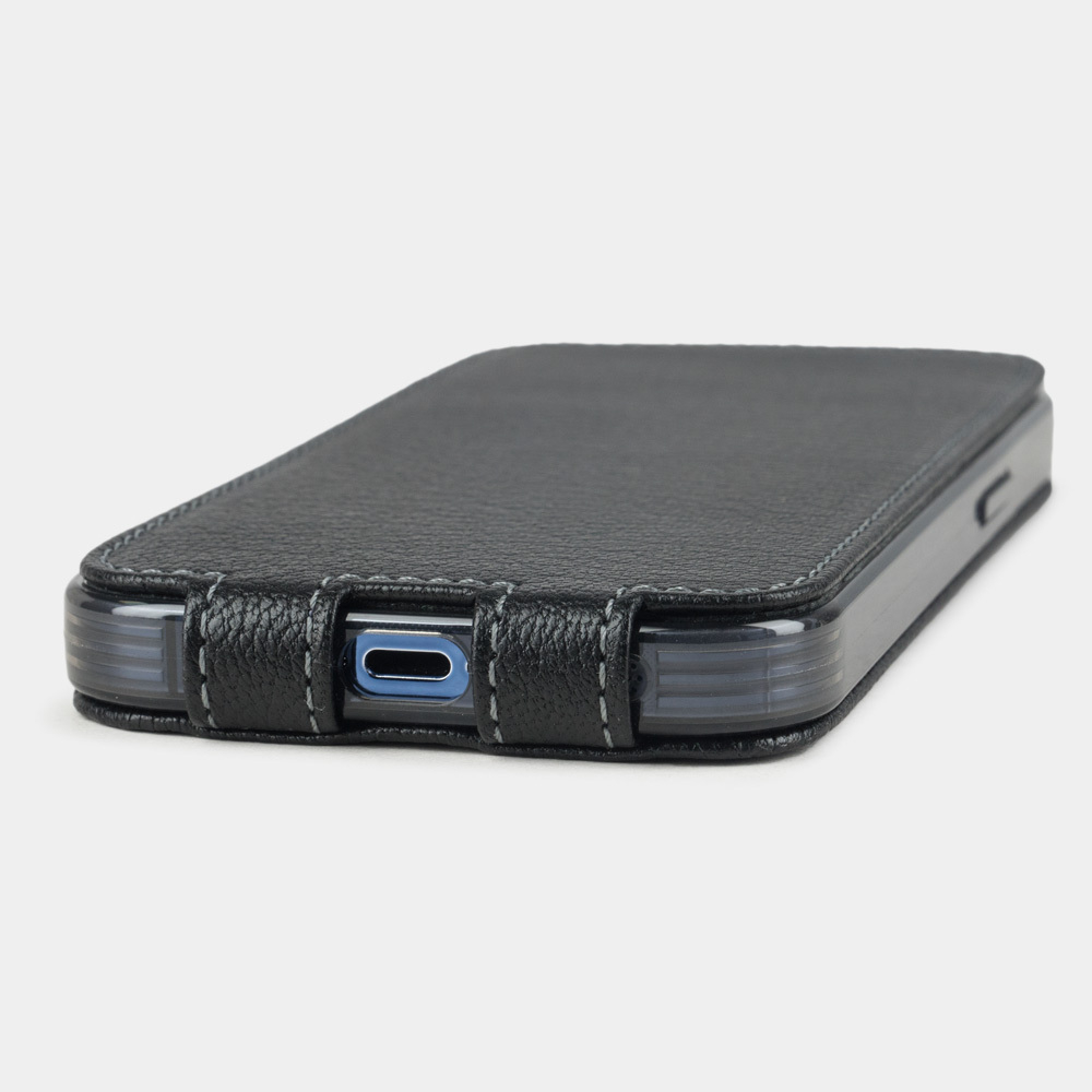 Чехол для iPhone 14 Pro из кожи козы, черного цвета