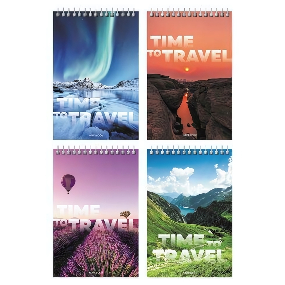 Блокнот А6 60л. гребень, клетка "Время путешествий"(BG)