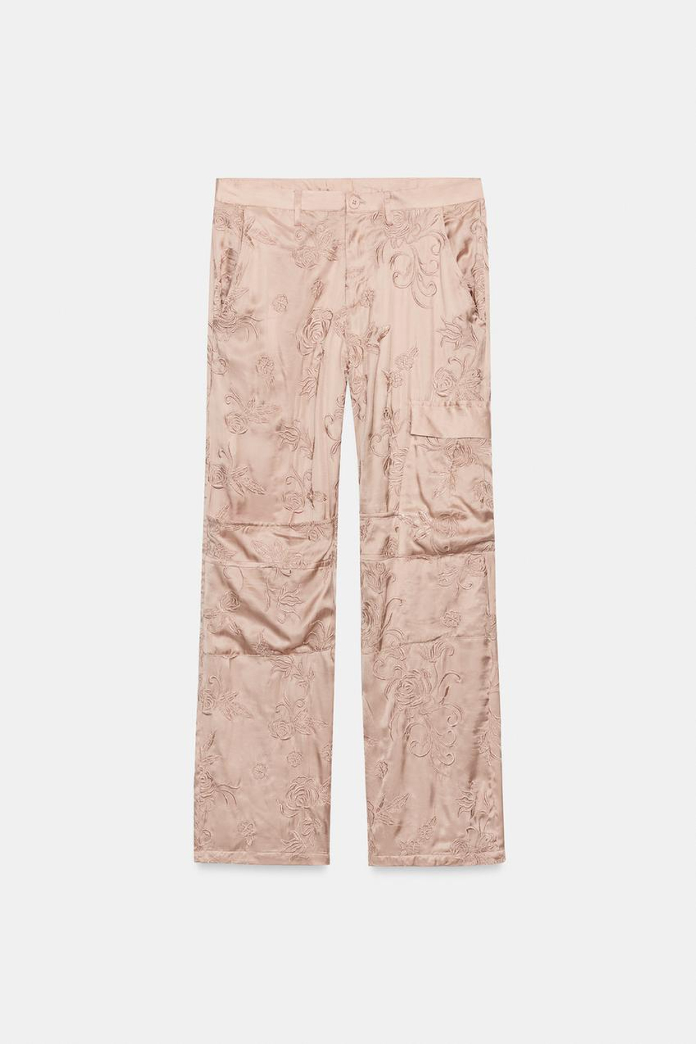 ZARA БРЮКИ КАРГО С ВЫШИВКОЙ — ZW COLLECTION, РОЗОВЫЙ