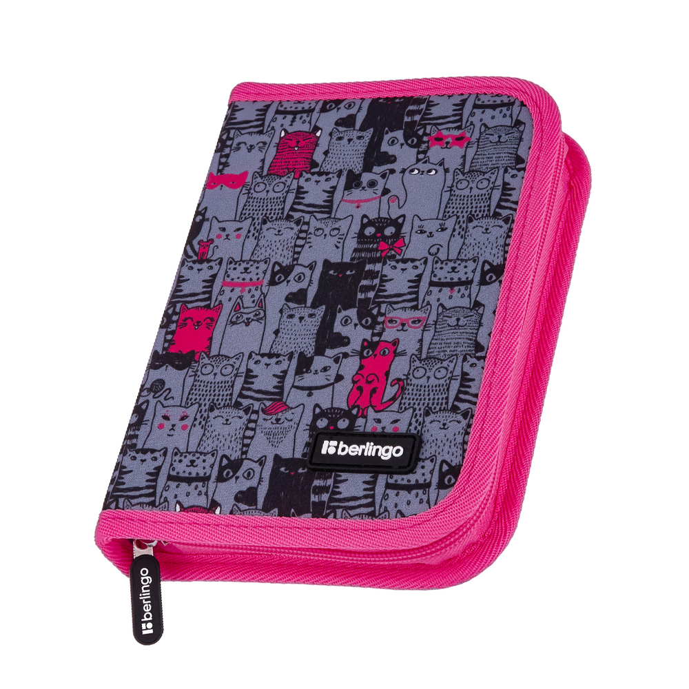 Пенал 1 отделение, 200*140*40 Berlingo "Happy Cats", дополнительная откидная секция, полиэстер