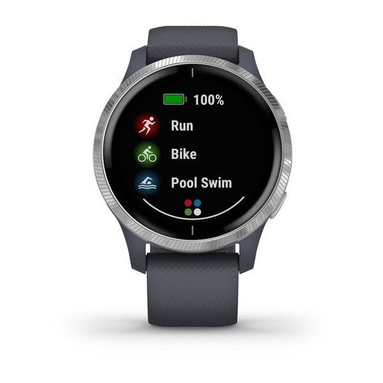 Умные часы Garmin Venu синий гранит с серебристым безелем