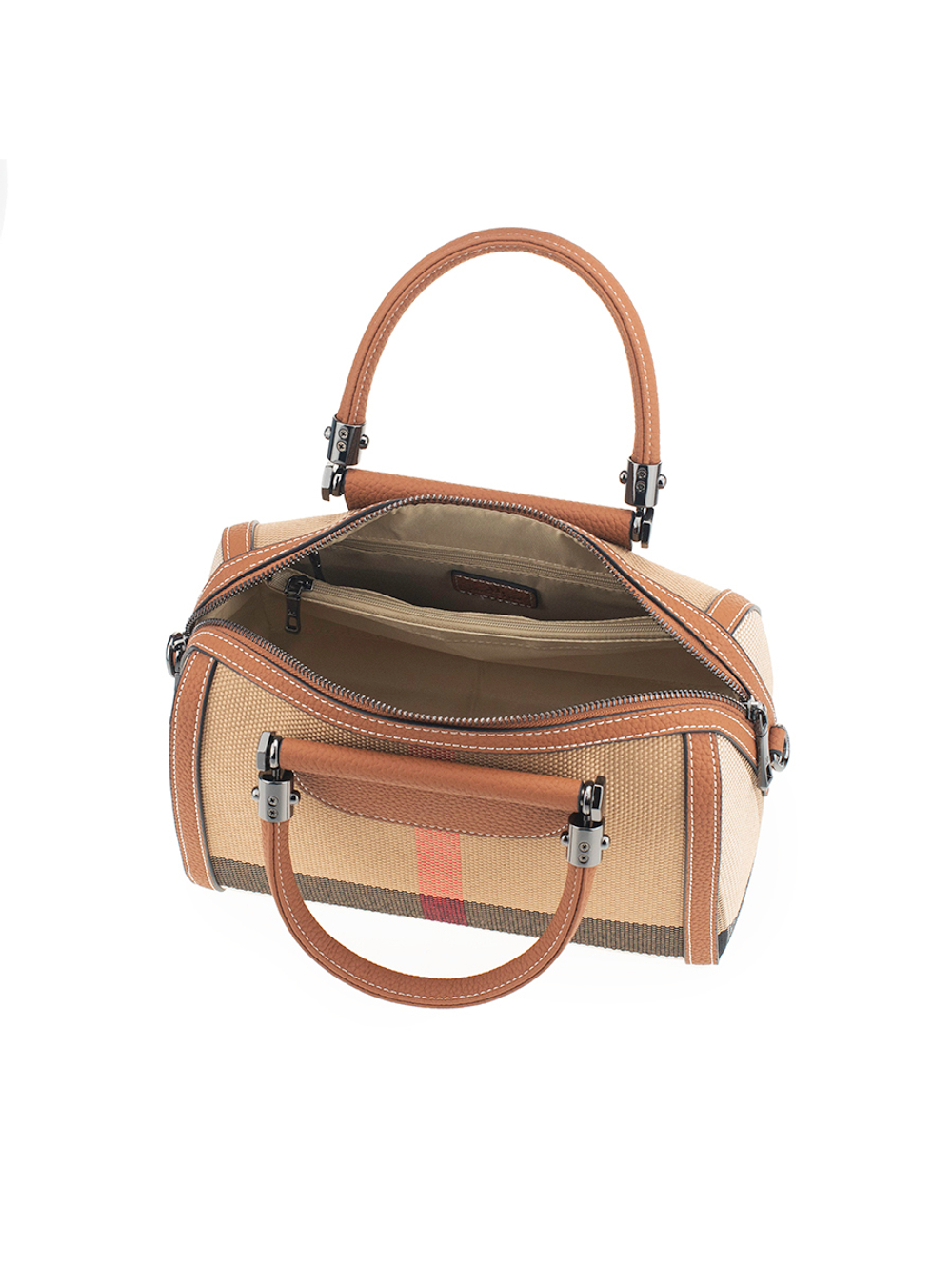 3607BROWN Сумка жен., иск.кожа + текстиль