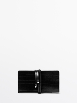 Massimo Dutti Клатч из текстурированной кожи, черный