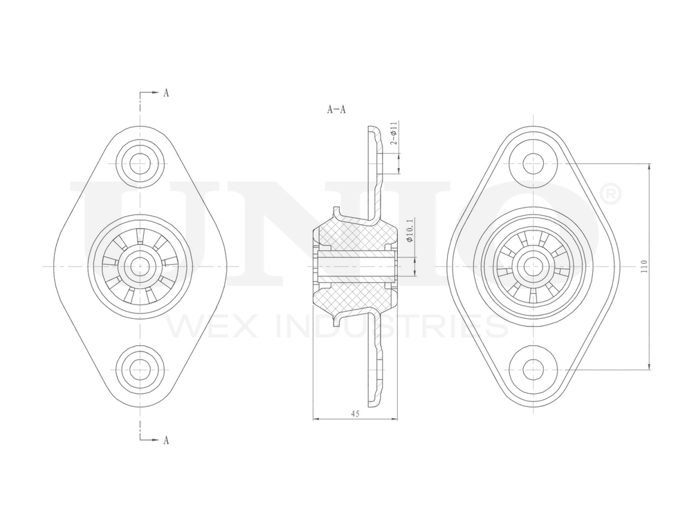 Опора амортизатора задняя UNIO RMP-13095