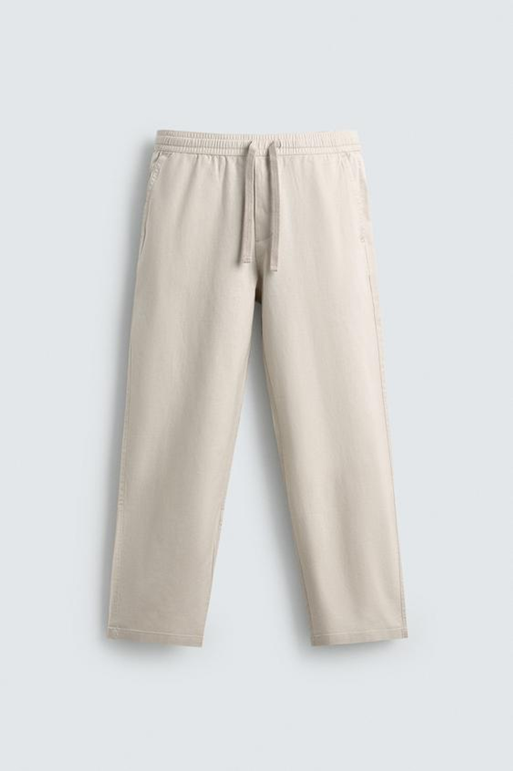 ZARA БРЮКИ RELAXED FIT ИЗ СМЕСИ ХЛОПКА, ЖЕМЧУЖНО-СЕРЫЙ