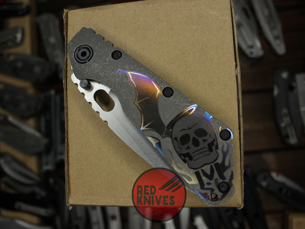 Нож Strider SMF - рукоять чистый титан, гравировка череп RK/Н4