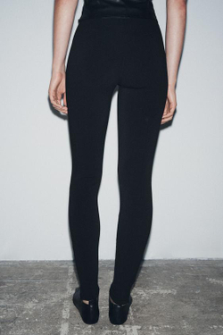 ZARA ЛЕГИНСЫ ИЗ КРЕПА С МОЛНИЕЙ, ЧЕРНЫЙ