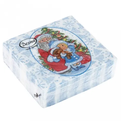 Салфетки бумажные 24*24 Design Дед Мороз и Снегурочка, 1 сл., 40л