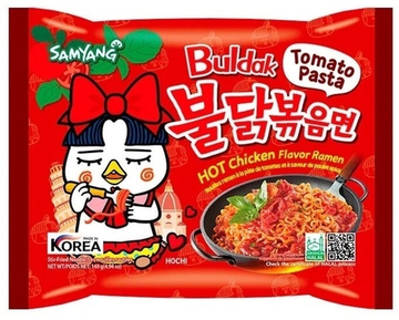 Лапша б/п со вкусом курицы и томатной пасты "Hot chicken flavor ramentomato pasta"