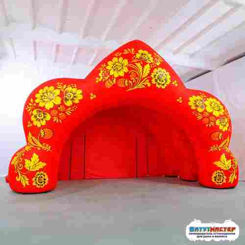 Надувная концертная сцена хохлома «Красный кокошник», 9×4,7×6 м