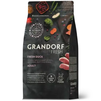 Сухой корм GRANDORF FRESH CAT Duck беззерновой, утка с бататом для взрослых кошек, диетическая формула для особо аллергичных кошек 0,4кг