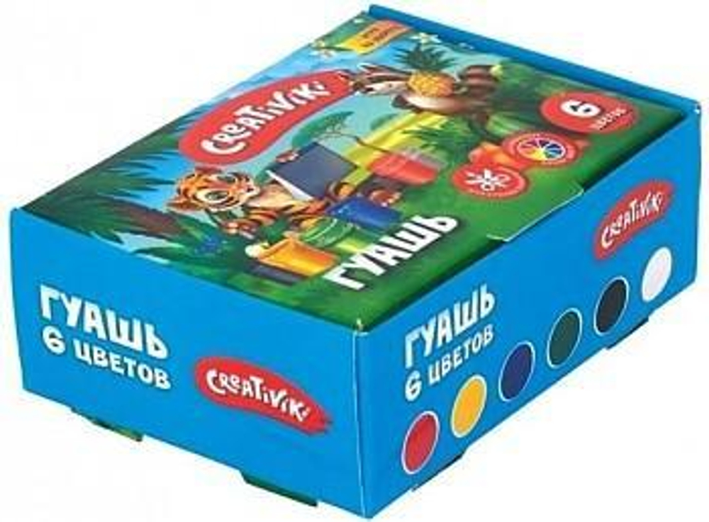 Гуашь 6 цветов 10 мл (Creativiki)