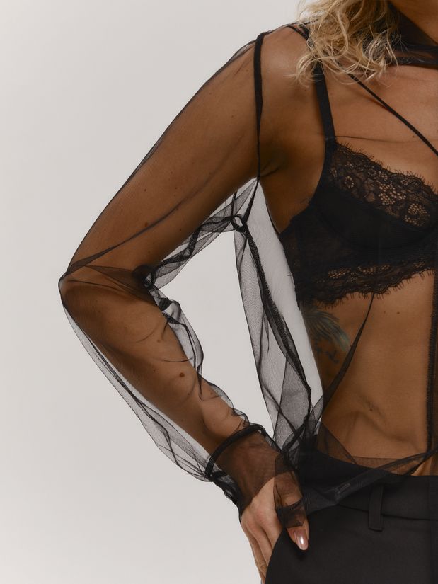 Рубашка -сетка ,черная