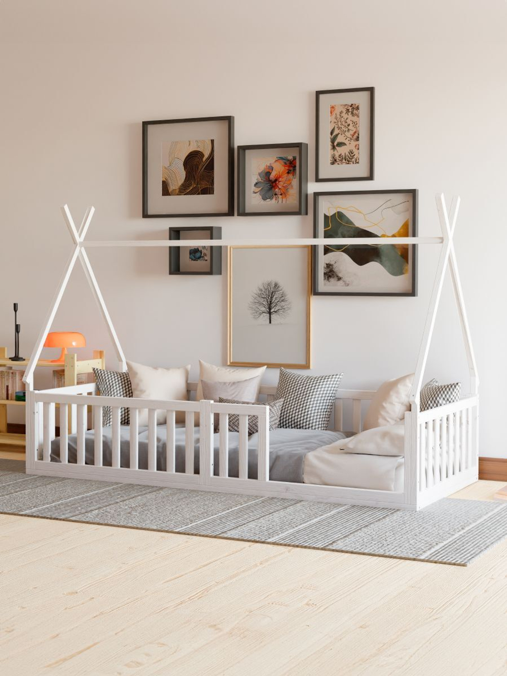 Кровать односпальная 90х200 Афина белая, массив сосны