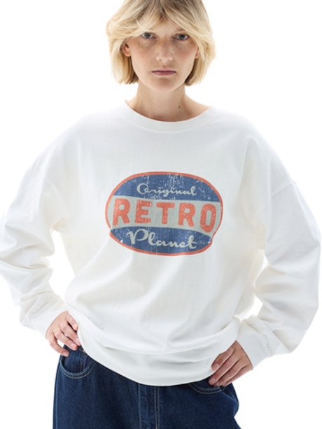 Белый хлопковый лонгслив RETRO