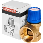 Клапан предохранительный ROMMER - 3/4", сброс 1" (ВР/ВР, Tmax 110°C, 8 бар)