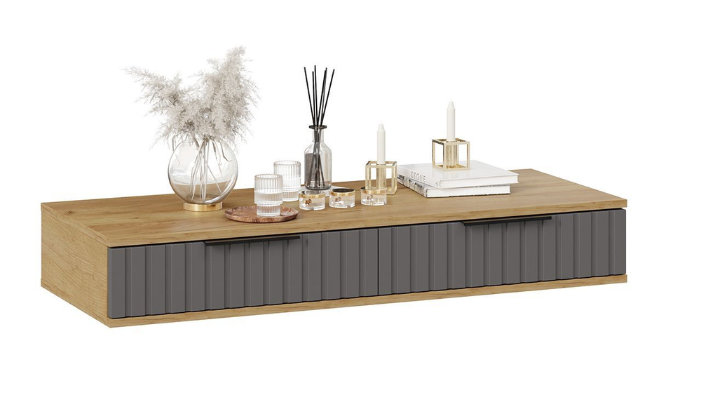 Прихожая с зеркалом комплект мебели Дуб Крафт золотой/Графит матовый 206х43х226 см