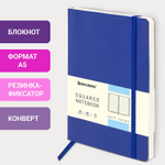 Блокнот А5 (148x218 мм) BRAUBERG "Metropolis Ultra" под кожу 80 л. резинка клетка синий (2 штуки в упаковке)
