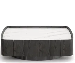 Стол журнальный с выдвижными ящиками 4613, 100х100 см, белая керамика